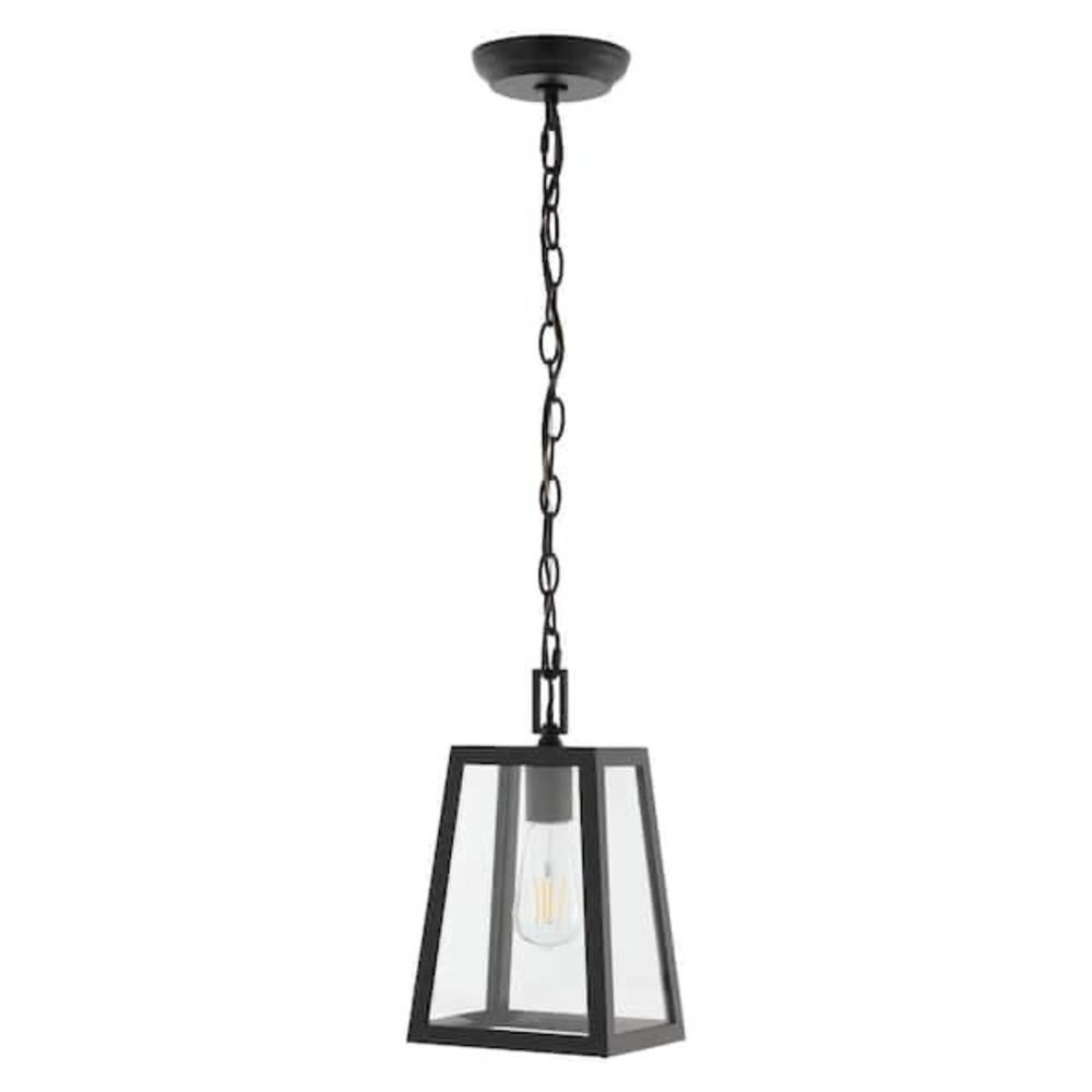 Black Chain-Hung Glass Pendant Light